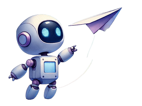 A robot throwing a paper plane